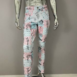 New Authentic Pink Dolphin Scribbles U2 Denim Pants Size 32